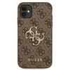 A brown Guess branded iPhone case with a gold logo. Podgląd zdjęcia produktu