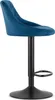 A side view of a blue velvet bar stool with a black metal base and footrest. Anteprima dell’immagine prodotto