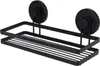 A black metal shower shelf with suction cups, shown against a white background. Podgląd zdjęcia produktu