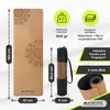 A yoga mat with its accessories and dimensions displayed with text overlays. Anteprima dell’immagine prodotto