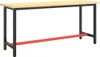 A workbench frame with a wooden top and black metal legs, featuring a red support bar. Náhľad obrázku produktu