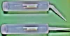 Two clear plastic cartridges with white nozzles are shown against a green background. One cartridge has a bent nozzle, and the other has a straight nozzle. Produktbild-Vorschau