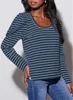 ASKSA Damen T-Shirt Rundhals Langarmshirt Puffaermel Produktbild-Vorschau 2