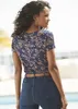VIVANCE Kurzarmshirt blau-rosé bedruckt Größe 44/46 Produktbild-Vorschau 4