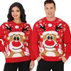 Weihnachtspullover Rot mit Rentier-Motiv von Vorne Partnerlook für Damen und Herren Produktbild-Vorschau