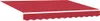 A red retractable awning with a white stripe and a scalloped edge. Produktbild-Vorschau