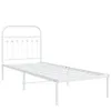 A white metal bed frame with a headboard. Produktbild-Vorschau