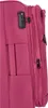 A close-up view of a pink suitcase, showing the side with a combination lock and zippers. Produktbild-Vorschau