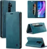 A collage of images showing a teal leather wallet case for a smartphone, with different angles and views of its features. Produktbild-Vorschau