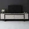 A TV stand with a TV on it, in a room with dark walls and a light floor. Produktbild-Vorschau