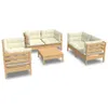 vidaXL 7-tlg. Garten-Lounge-Set mit Creme Kissen Massivholz Produktbild-Vorschau 3
