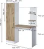 A diagram showing the dimensions of a desk and cabinet unit. Anteprima dell’immagine prodotto