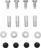 A set of hardware components, including bolts, sleeves, washers, and caps, arranged in rows against a white background. Produktbild-Vorschau