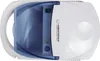 A top-down view of a white and blue compressor nebulizer. Produktbild-Vorschau