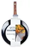 A frying pan with a wooden handle and a label attached. Náhled obrázku produktu