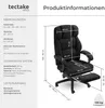 A black office chair with dimensions and technical specifications displayed. Náhled obrázku produktu