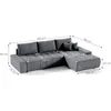 A diagram of a sectional sofa with dimensions indicated by measurement lines and text. Produktbild-Vorschau