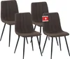 Four brown dining chairs with black metal legs are shown against a white background. Produktbild-Vorschau