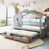 Flieks Kinderbett Hausbett mit Ausziehbett 90x190cm, Produktbild-Vorschau 1