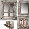 Lustro ścienne z szybami brązowa ramka na zdjęcia okiennica Podgląd zdjęcia produktu 8