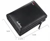 A black leather wallet is shown with dimensions indicated. Podgląd zdjęcia produktu