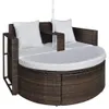 vidaXL Gartenbett mit Sonnenschirm Braun Poly Rattan Produktbild-Vorschau 5