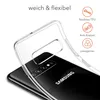 A clear phone case is shown on top of a black smartphone, highlighting its transparency and fit. Anteprima dell’immagine prodotto