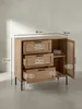 Kommode 80x82x36 cm Flurkommode Eiche-Nachbildung & Rattan, Produktbild-Vorschau 10