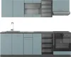 Küchenzeile Vicco R-Line Blau-Grau/Anthrazit 240 cm ohne Produktbild-Vorschau 1