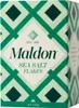 A box of Maldon Sea Salt Flakes with a green geometric pattern. Podgląd zdjęcia produktu