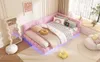 A pink daybed with ambient lighting in a bedroom setting, decorated with pillows and a mirror. Podgląd zdjęcia produktu