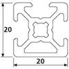 Länge 2000mm - Design-Aluminiumprofil 20x20L 1 Nut verdeckt Produktbild-Vorschau 2