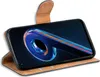A smartphone in a brown flip case, displayed at an angle. Náhled obrázku produktu