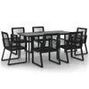 vidaXL 7-tlg. Garten-Essgruppe Schwarz PVC-Rattan Produktbild-Vorschau 1