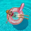 Aufblasbar Flamingo Schwimmring, Glitzer Rosa Schwimmring Produktbild-Vorschau 3