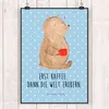Mr. & Mrs. Panda Bild Bär Kaffee DIN A0 - Blau Pastell - Produktbild-Vorschau 2