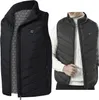 A collage showing a black heated vest from the front and a man wearing a similar vest. Voir les images du produit
