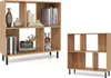 A product shot of a wooden bookshelf with decorative items and books, and a separate shot of an empty bookshelf. Podgląd zdjęcia produktu
