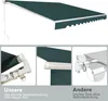 A collage of images showing a green awning and close-ups of its features, with comparative images of a different awning. Náhľad obrázku produktu