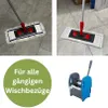 A collage of images showing a mop head, a mop bucket, and text describing the product's compatibility. Produktbild-Vorschau