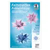 A product image showcasing paper strips for making Froebel stars, with examples of finished stars. Produktbild-Vorschau