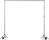 A black backdrop stand with two tripod legs and a horizontal bar, set against a white background. Náhľad obrázku produktu