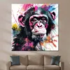 Affe in bunter Pop Art mit Farbspritzern Leinwandbild Produktbild-Vorschau 3