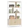 A multi-shelf storage unit with doors at the bottom, displaying various decorative items and books. Produktbild-Vorschau