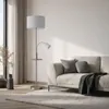 Lindby Stehlampe Aovan, nickelfarben, Ablage, USB-Anschluss Produktbild-Vorschau 3