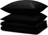 A stack of folded black bedding and two pillows. Anteprima dell’immagine prodotto