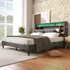 160*200CM Polsterbett Doppelbett Stauraum-Kopfteil Bett mit Produktbild-Vorschau 14
