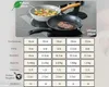 A size chart comparing different sizes of frying pans, with an image of two pans at the top. Produktbild-Vorschau
