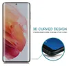 A smartphone screen protector is shown with marketing text highlighting its 3D curved design and edge-to-edge coverage. Produktbild-Vorschau