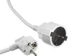 A white extension cord with a Schuko plug and socket is shown against a white background. Produktbild-Vorschau